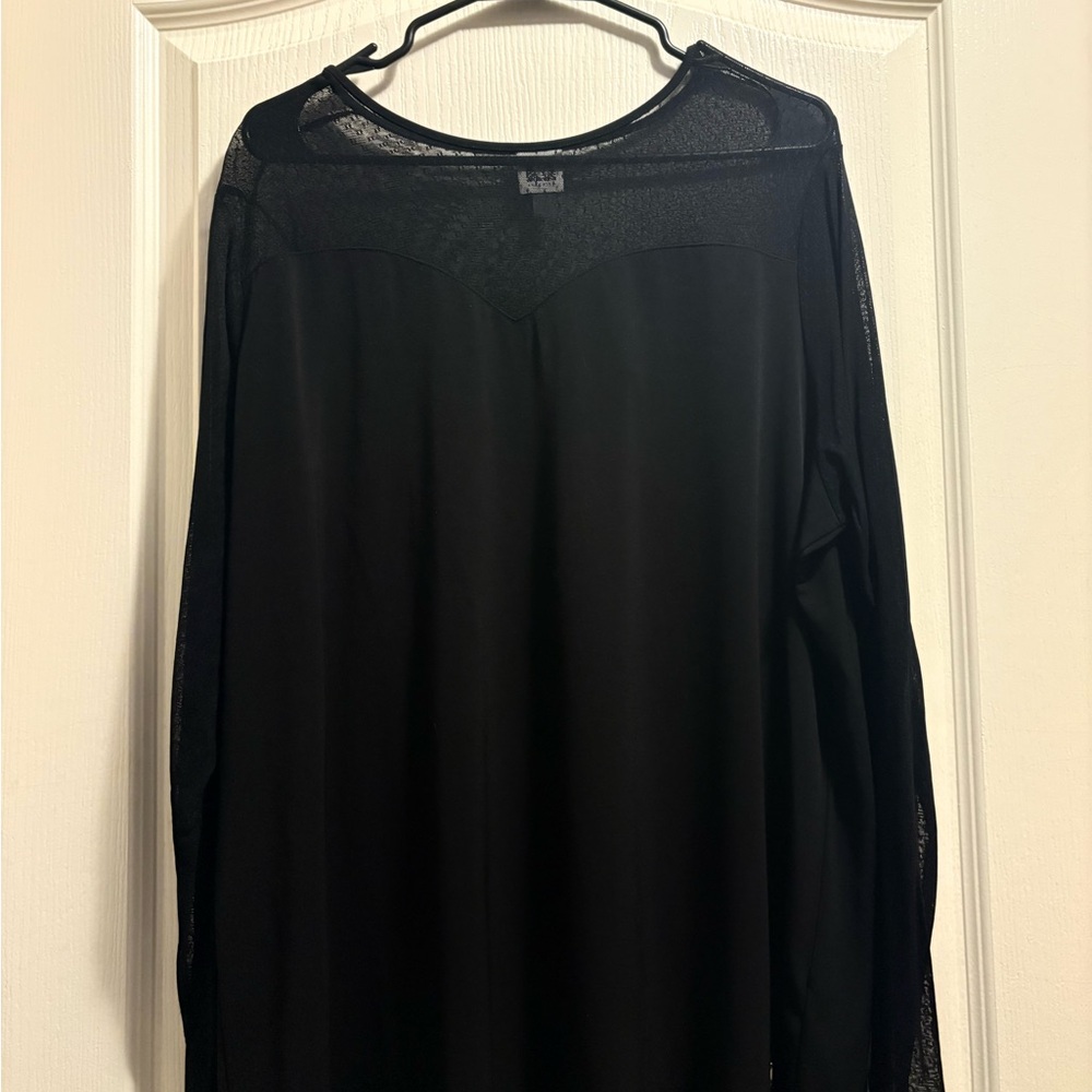 Anne Klein Black Sheer Sleeve Blouse